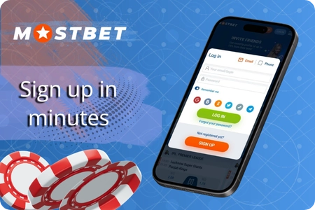 Account registration process in the Mostbet Casino India app